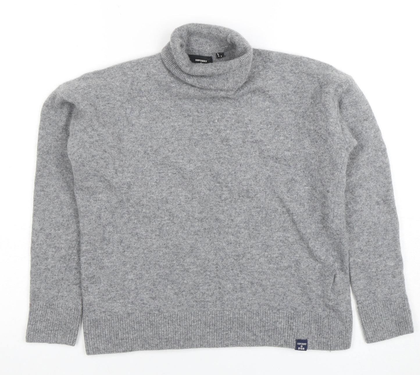 Superdry Womens Grey Wool Roll Neck Jumper Size 8