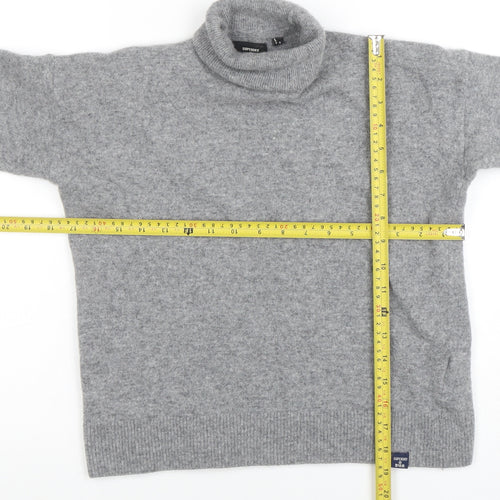 Superdry Womens Grey Wool Roll Neck Jumper Size 8