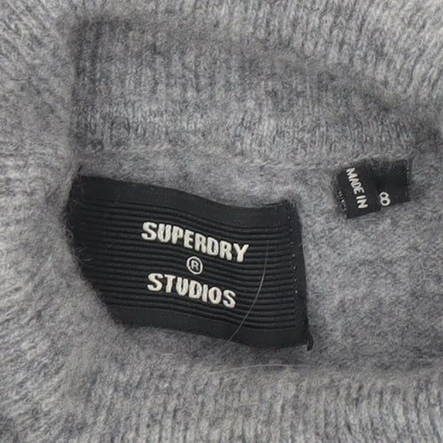 Superdry Womens Grey Wool Roll Neck Jumper Size 8