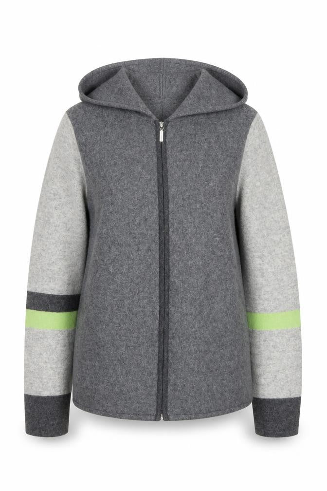Front view of American Apparel & More Grey Wool Full Zip Hooded Women's M Jumper