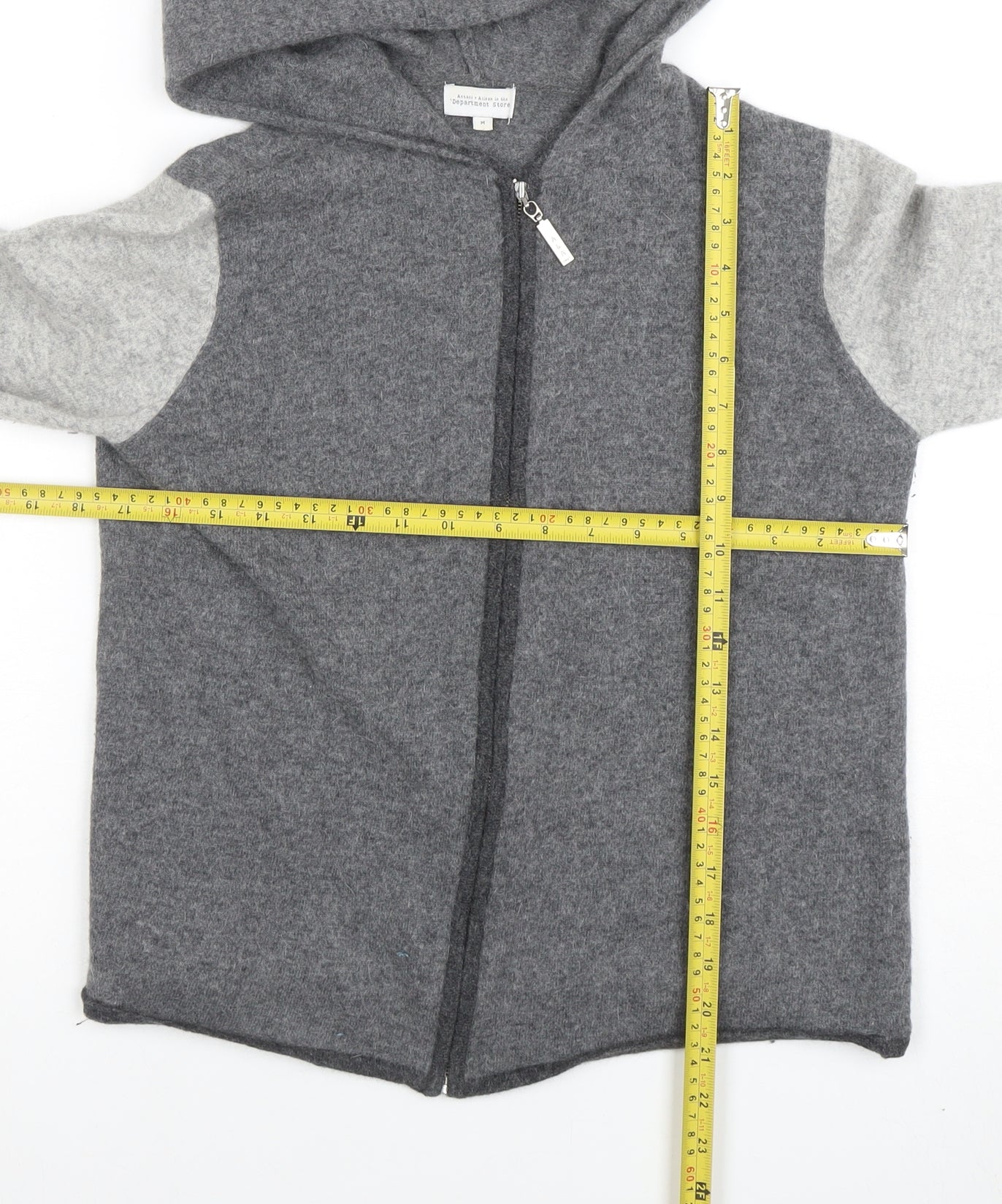 American Apparel & More Grey Wool Full Zip Hooded Women's M Jumper