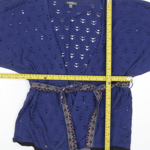 Marks and Spencer Teens Blue Open Knit Belted Cardigan XS
