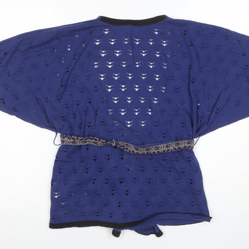 Marks and Spencer Teens Blue Open Knit Belted Cardigan XS