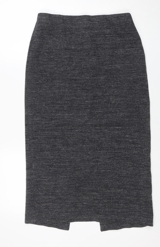 Zara Woman Grey Wool Blend Wrap Midi Skirt Women’s Size M