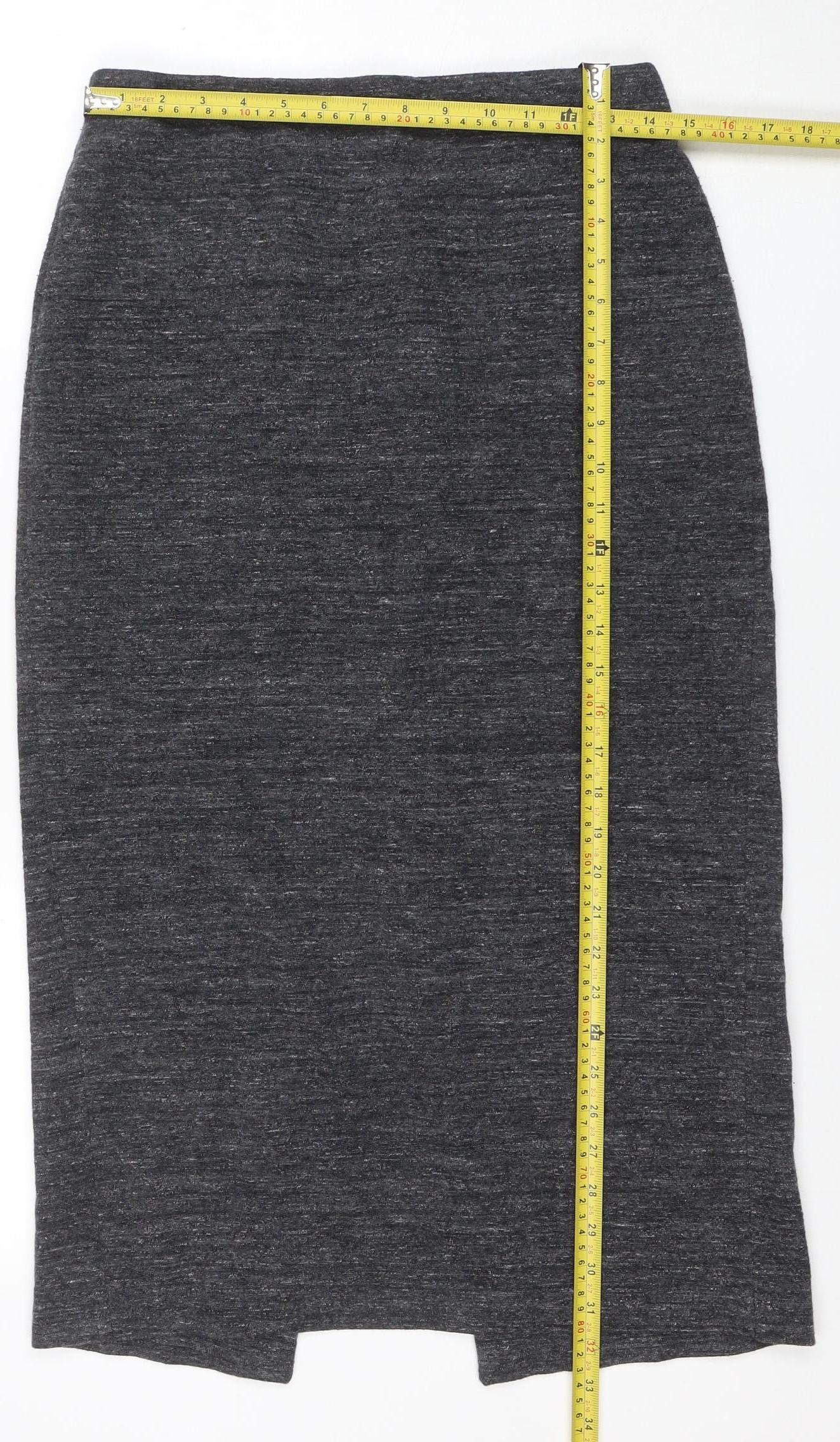 Zara Woman Grey Wool Blend Wrap Midi Skirt Women’s Size M