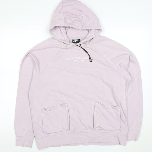 Nike Womens Lilac Pullover Hoodie M Cotton Blend Pockets