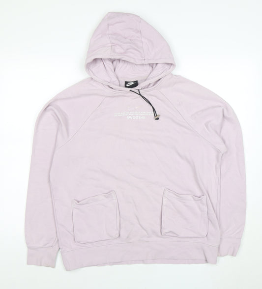 Nike Womens Lilac Pullover Hoodie M Cotton Blend Pockets