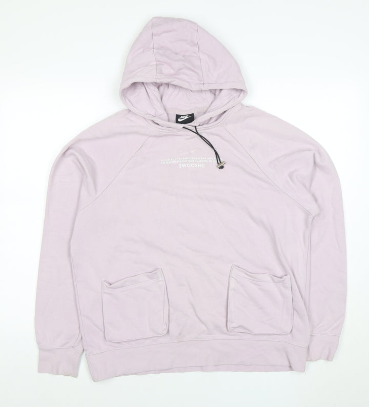 Nike Womens Lilac Pullover Hoodie M Cotton Blend Pockets