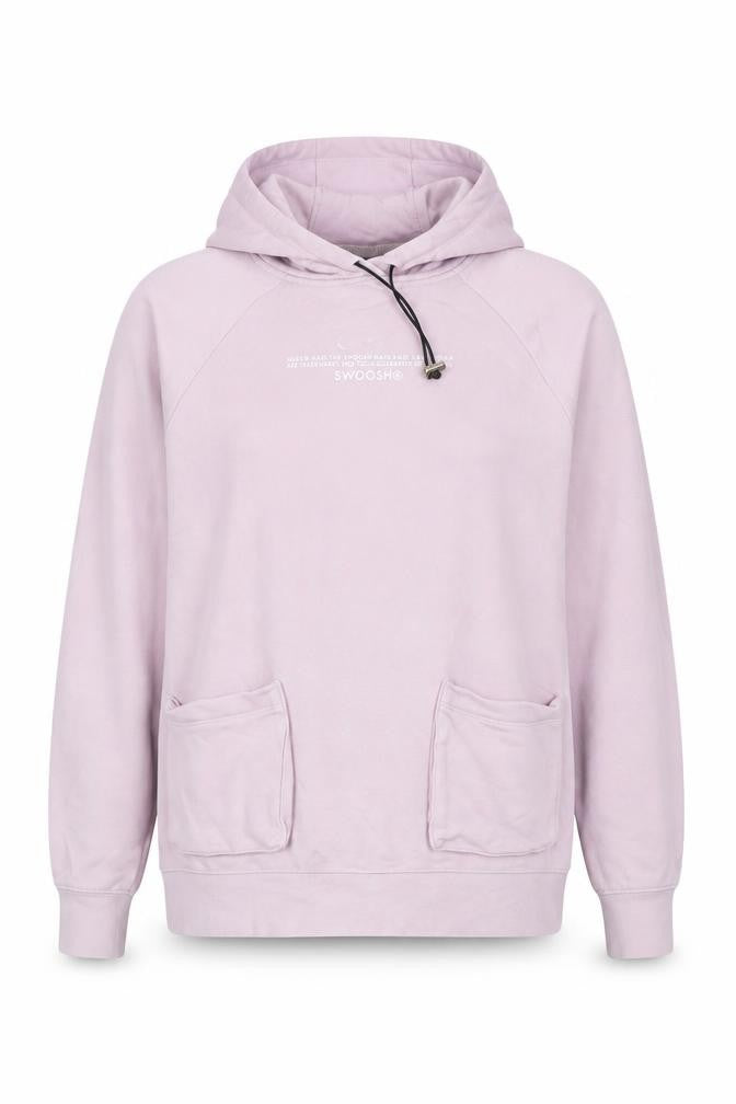 Front view of Nike women’s lilac pullover hoodie m cotton blend pockets