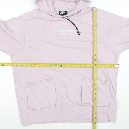 Nike Womens Lilac Pullover Hoodie M Cotton Blend Pockets