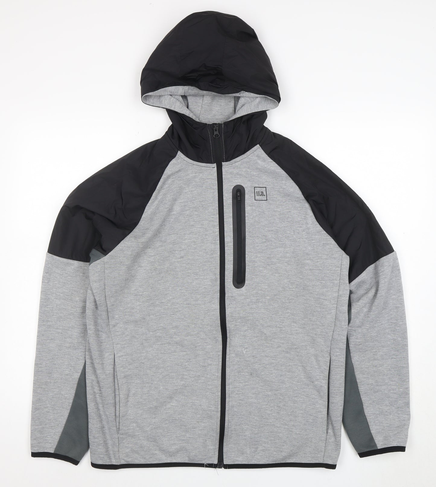 U.S. Athletic Men’s Grey Hooded Full Zip Sports Jacket Size L