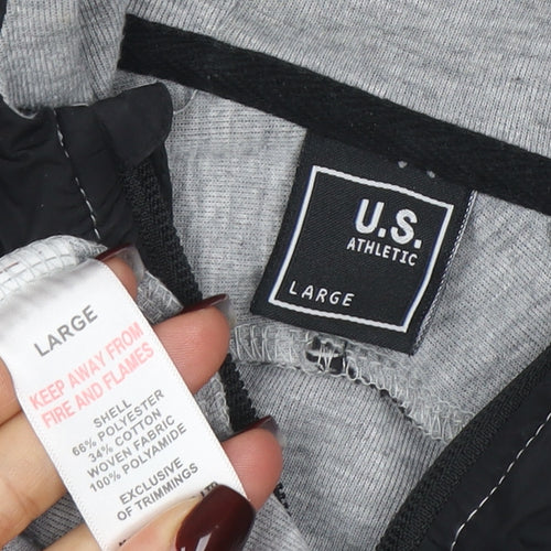 U.S. Athletic Men’s Grey Hooded Full Zip Sports Jacket Size L