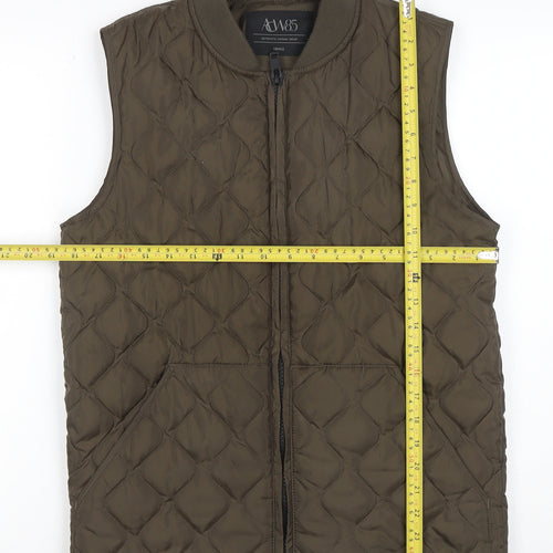 AW85 Men's Brown Quilted Polyester Waistcoat Small Padded Zip Casual