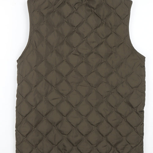 AW85 Men's Brown Quilted Polyester Waistcoat Small Padded Zip Casual