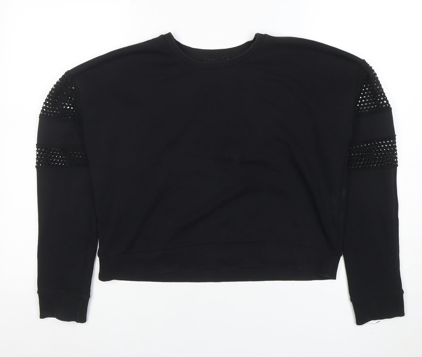 New Look Women Black Size 12 Studded Sleeve Crew Neck Jumper