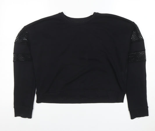 New Look Women Black Size 12 Studded Sleeve Crew Neck Jumper