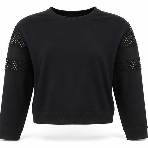 New Look Women Black Size 12 Studded Sleeve Crew Neck Jumper