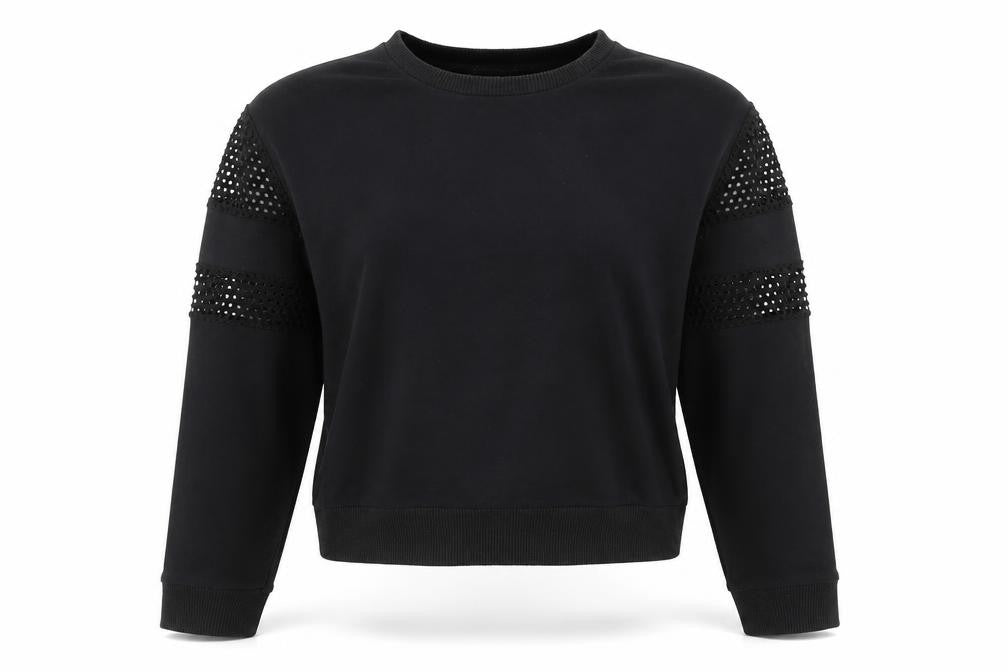 New Look Women Black Size 12 Studded Sleeve Crew Neck Jumper