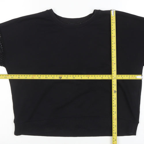 New Look Women Black Size 12 Studded Sleeve Crew Neck Jumper