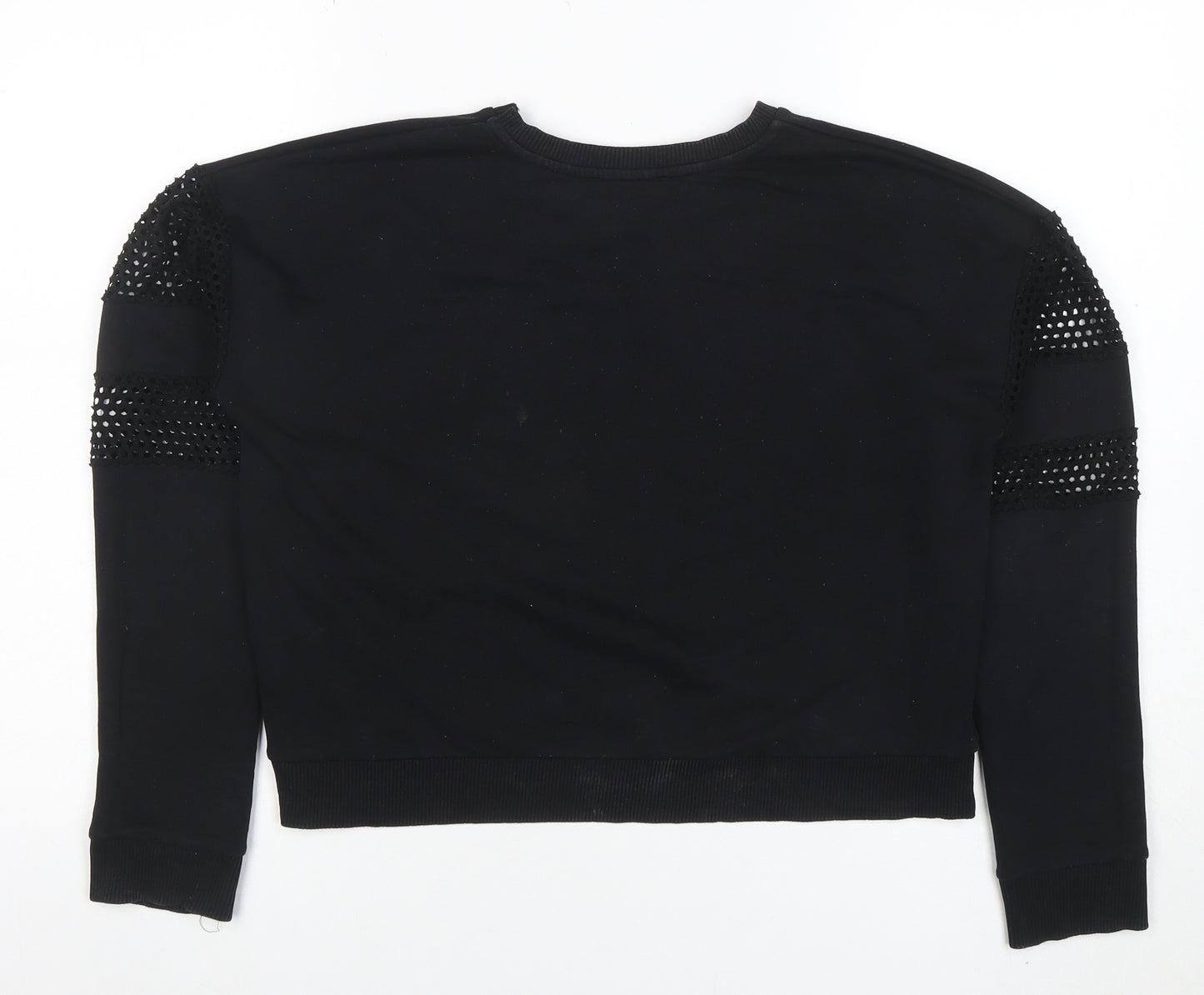 New Look Women Black Size 12 Studded Sleeve Crew Neck Jumper