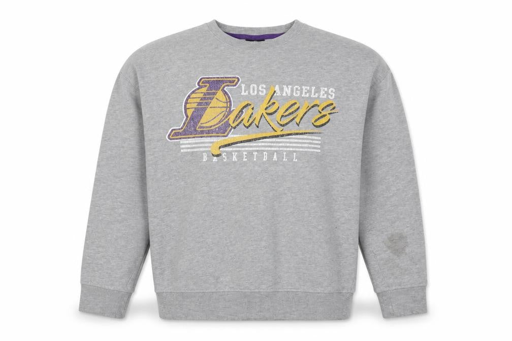 Front view of UNK NBA Los Angeles Lakers Men's Grey Pullover Sweatshirt XS