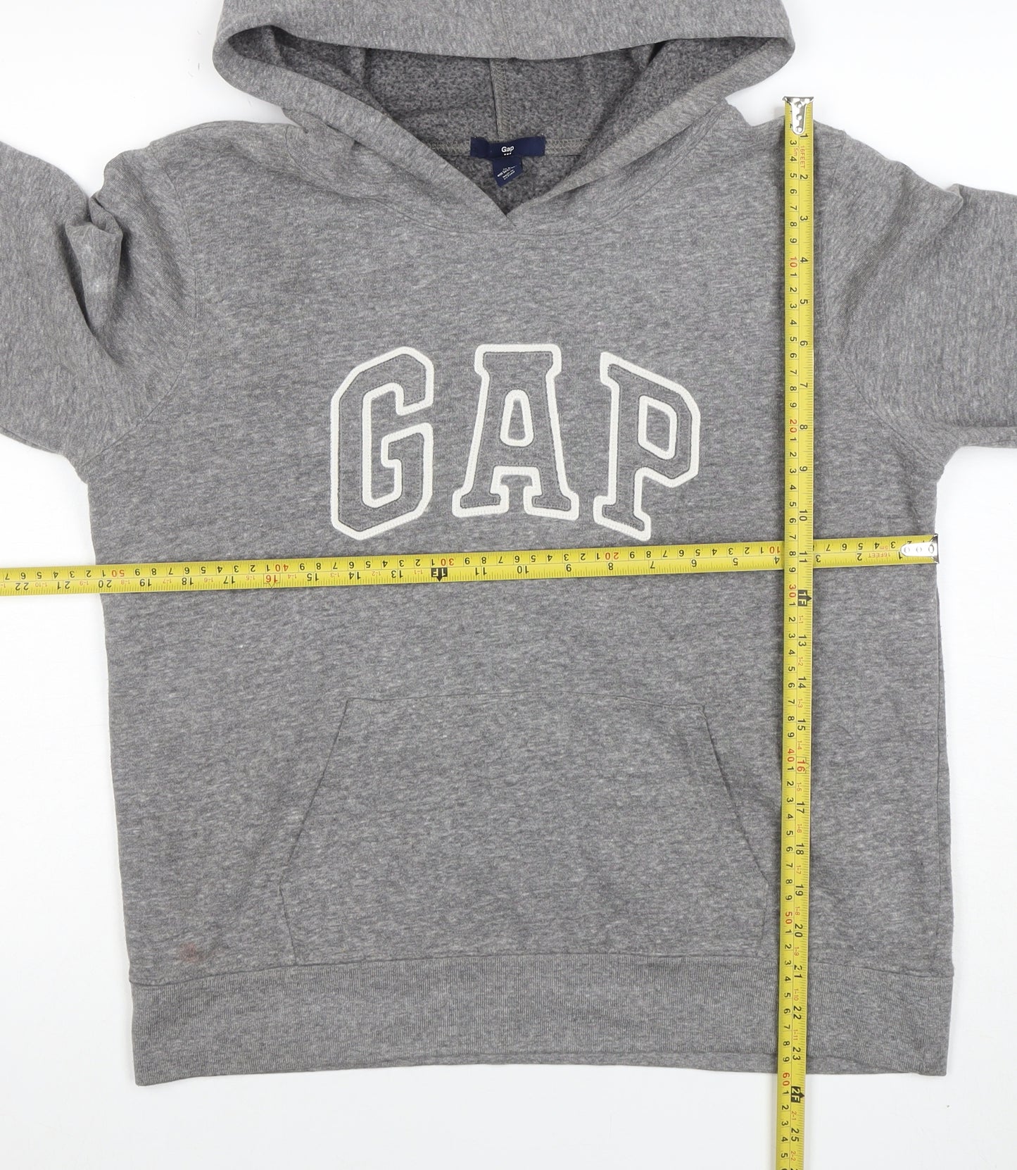 GAP Men Grey Pullover Hoodie Medium Logo Graphic Sweatshirt