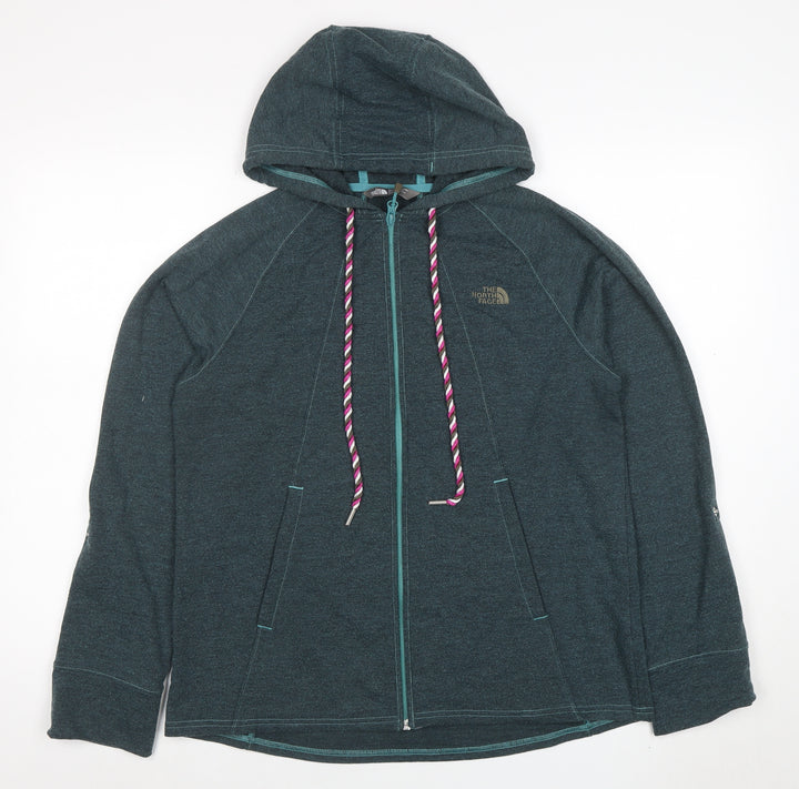 The North Face Womens Blue Full Zip Hoodie Size M Hooded Fleece