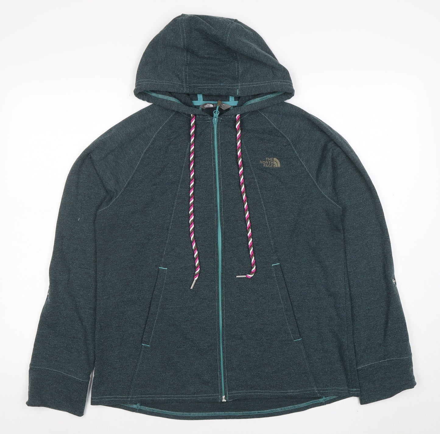 The North Face Womens Blue Full Zip Hoodie Size M Hooded Fleece