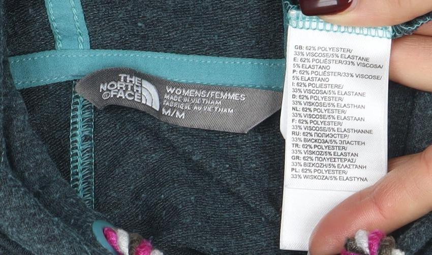 The North Face Womens Blue Full Zip Hoodie Size M Hooded Fleece