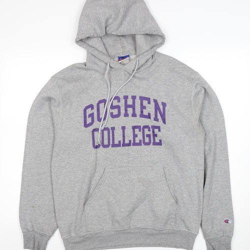 Champion Men's Grey Medium Pullover Hoodie Goshen College Logo