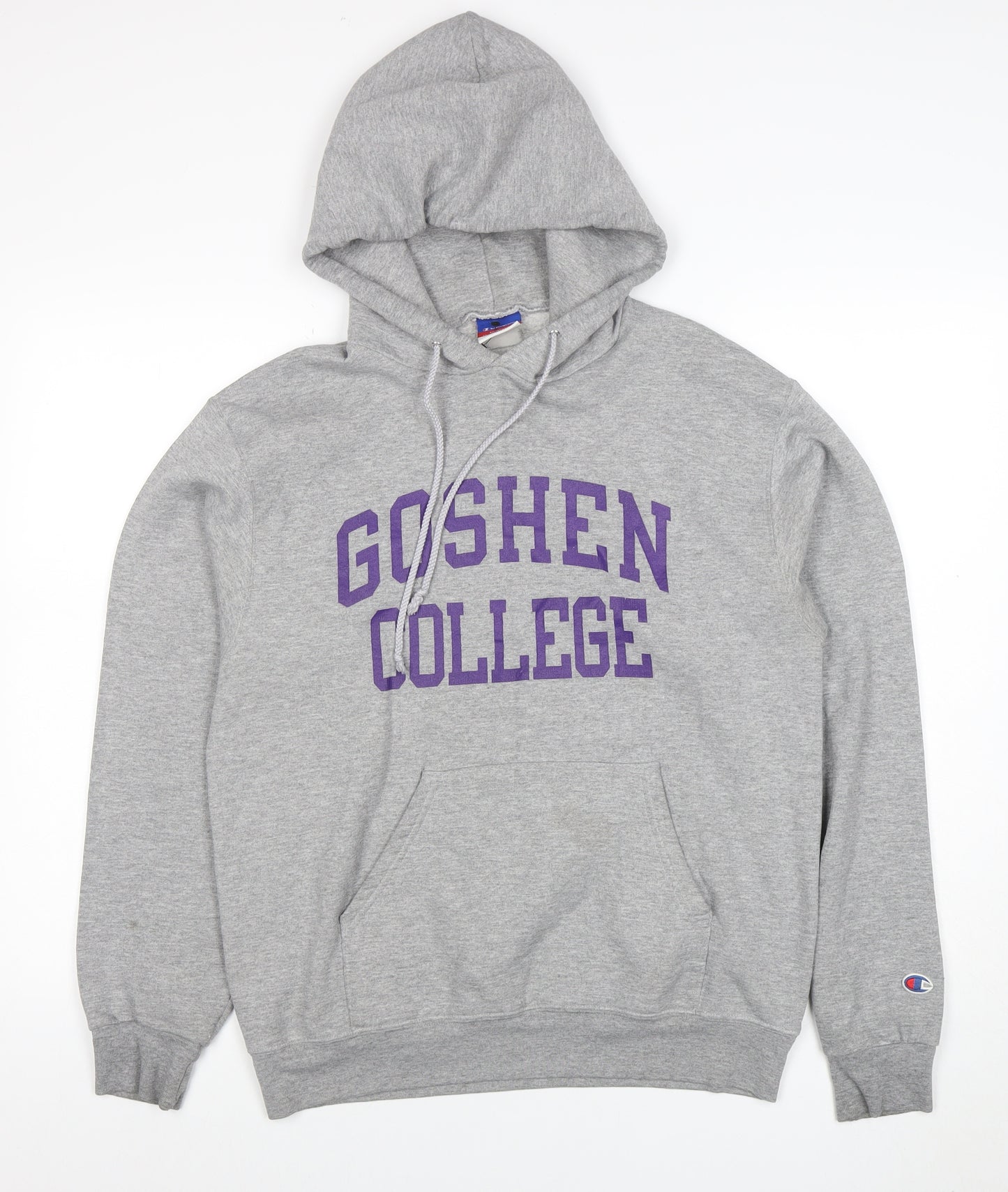 Champion Men's Grey Medium Pullover Hoodie Goshen College Logo