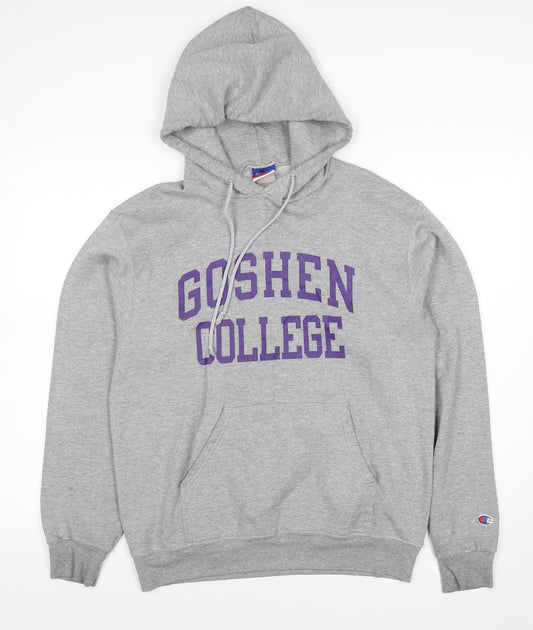 Champion Men's Grey Medium Pullover Hoodie Goshen College Logo