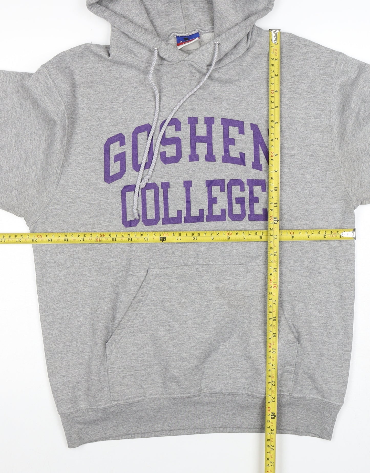 Champion Men's Grey Medium Pullover Hoodie Goshen College Logo