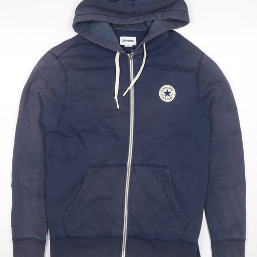 Converse Men's Blue Full Zip Hoodie Size S Fleece Cotton Blend