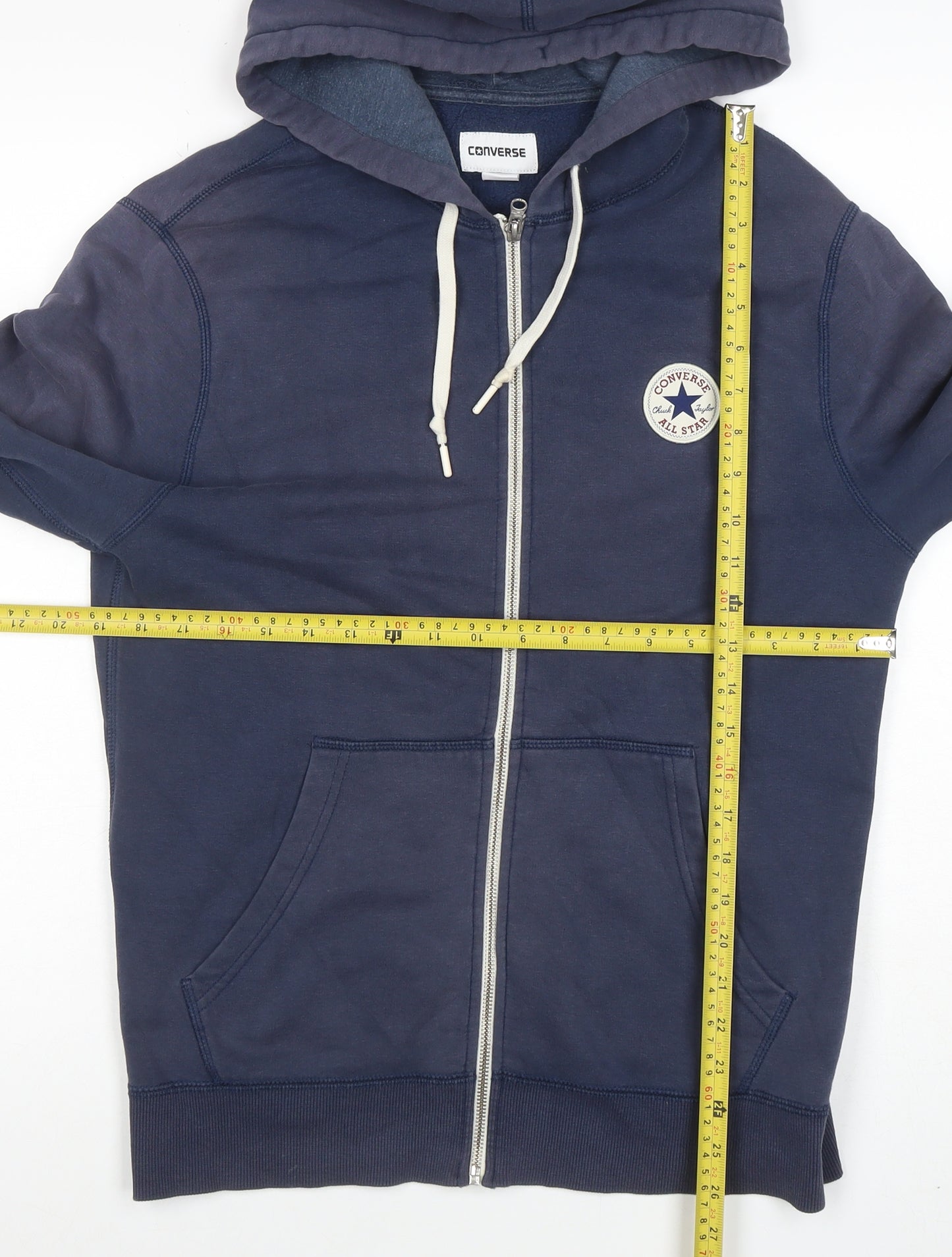 Converse Men's Blue Full Zip Hoodie Size S Fleece Cotton Blend