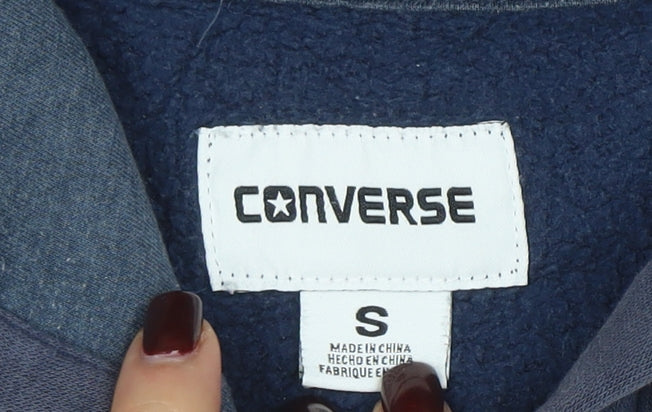 Converse Men's Blue Full Zip Hoodie Size S Fleece Cotton Blend