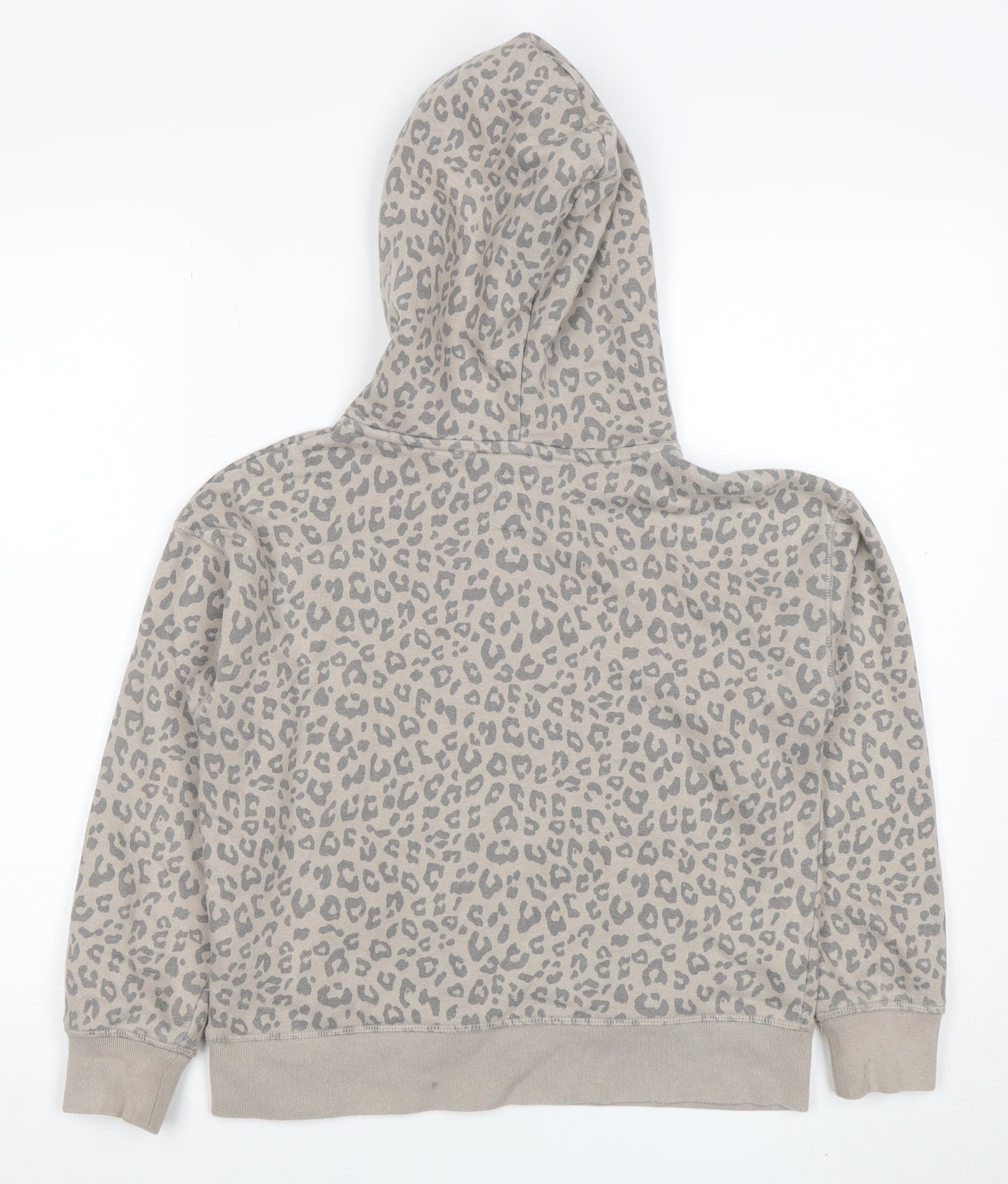 GAP Girls Beige Leopard Print Pullover Hoodie Size 8 Years Cotton Blend
