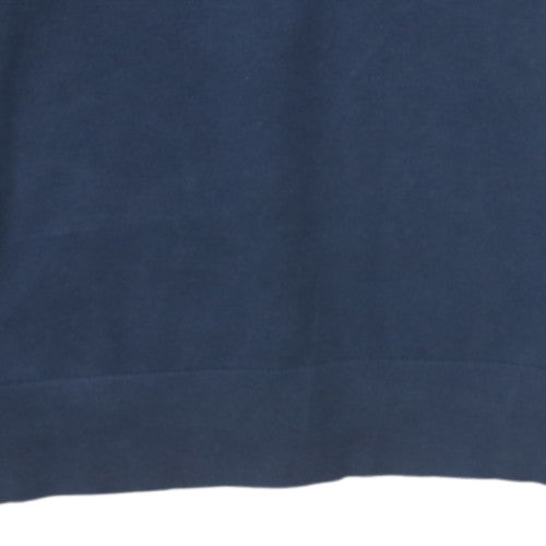 Tommy Hilfiger Men Blue Cotton Henley Jumper L Collared Knit
