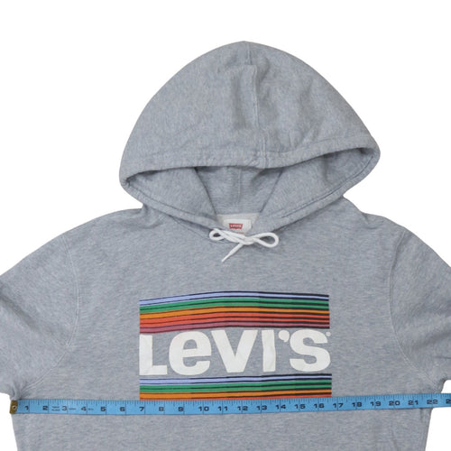 Levi's Men's Grey Pullover Hoodie M Rainbow Logo Graphic