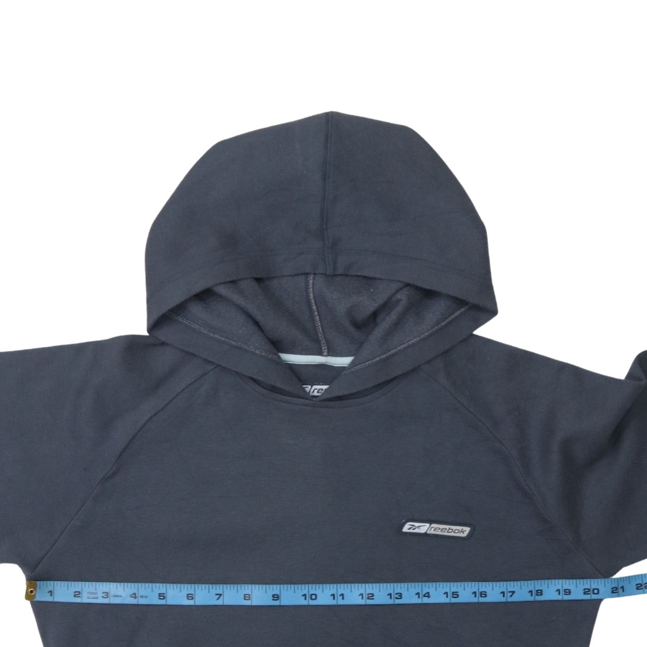 Reebok Womens Navy Hoodie Size 12 Cotton Blend Pullover Sweatshirt