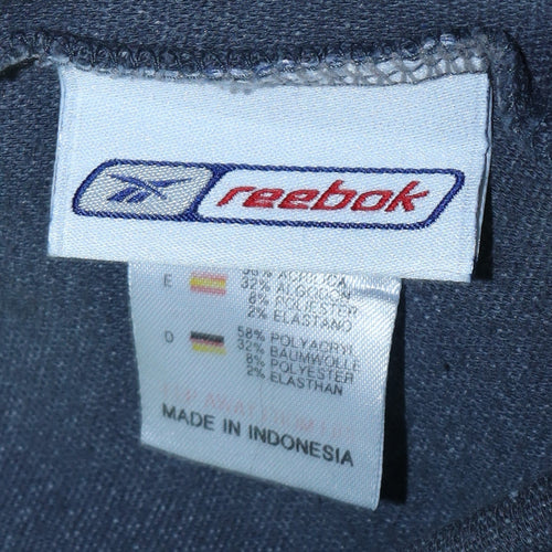 Reebok Womens Navy Hoodie Size 12 Cotton Blend Pullover Sweatshirt