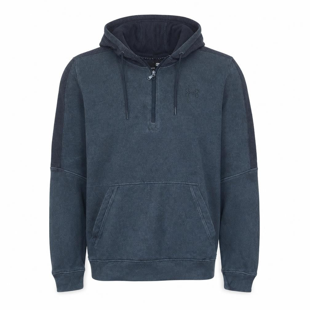 Front view of Under Armour Men's Blue Large 1/2 Zip Pullover Hoodie Threadborne Fleece
