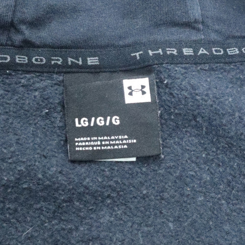 Under Armour Men's Blue Large 1/2 Zip Pullover Hoodie Threadborne Fleece