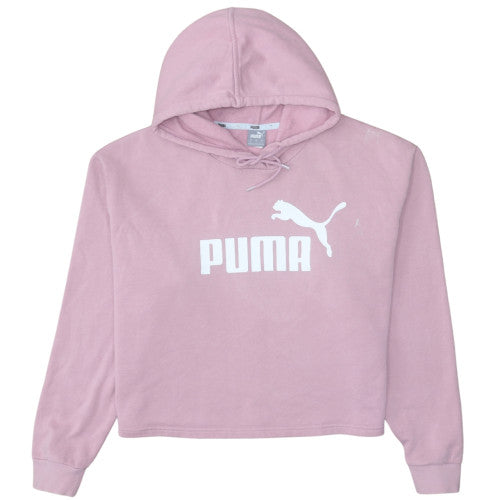 Puma Women Pink Hooded Pullover Sweatshirt Size L Logo Print