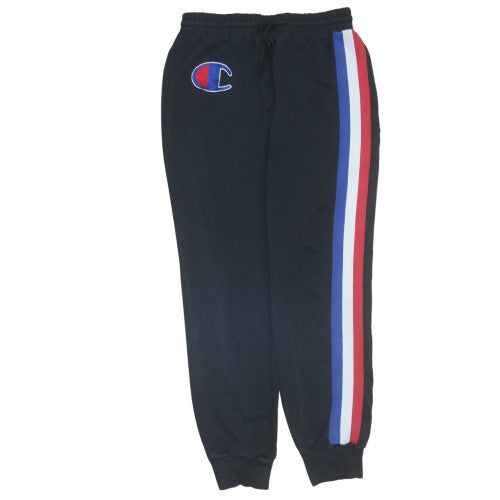 Champion Womens Black Jogger Sweatpants Size 14 Logo Stripe