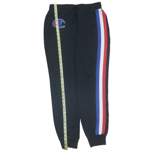 Champion Womens Black Jogger Sweatpants Size 14 Logo Stripe