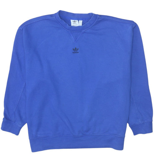 Adidas Women Blue Cotton Crew Neck Pullover Sweatshirt UK 12