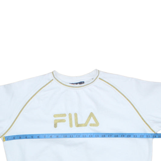 Fila Womens White Gold Trim Crew Neck Sweatshirt XL