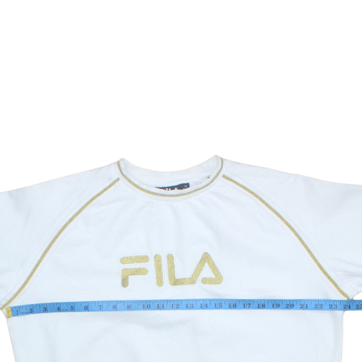 Fila Womens White Gold Trim Crew Neck Sweatshirt XL