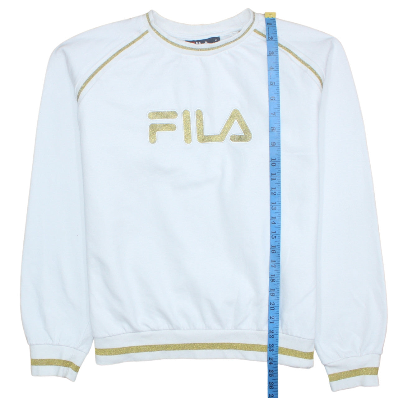 Fila Womens White Gold Trim Crew Neck Sweatshirt XL